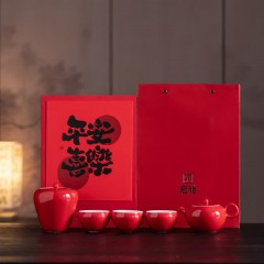 宏裕  平安喜乐苹安壶3杯1茶叶罐茶具礼盒套装 HYXQ1033 （5头）