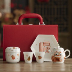宏裕  鸿运5头茶壶皮盒套装 HYHX1025 (5头)