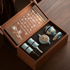 宏裕 10头龙鳞壶4杯三才盖碗玻璃公道杯干泡盘礼盒套装 HYXQ1105