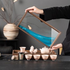 宏裕  天马行空冰花晶釉10头茶壶5杯马奔流沙干泡盘礼盒套装 HYXQ1065
