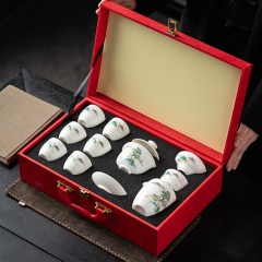 宏裕  山城记忆10头羊脂玉盖碗礼盒套装  JHY-CJ-187