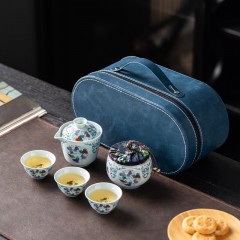 宏裕  斗彩5头茶壶3杯茶罐便携套装 JHY-CJ-203