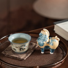 宏裕  驹影茶欢大号复古富足茶杯陶瓷摆件居家礼盒套装 HYXQ1082