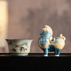 宏裕  驹影茶欢大号复古富足茶杯陶瓷摆件居家礼盒套装 HYXQ1082