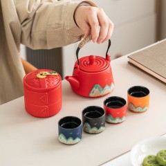 宏裕 国潮东方手画·江山6头提梁壶4杯茶叶罐礼盒套装 HYXQ1048