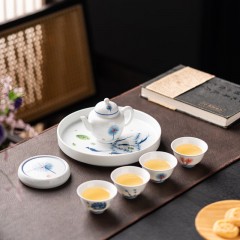 宏裕  富族手绘蒲公英7头圆盘茶壶4杯礼盒套装 JHY-CJ-202