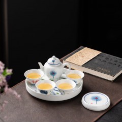 宏裕  富族手绘蒲公英7头圆盘茶壶4杯礼盒套装 JHY-CJ-202