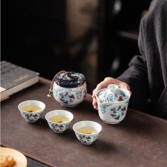 宏裕  斗彩5头茶壶3杯茶罐便携套装 JHY-CJ-203