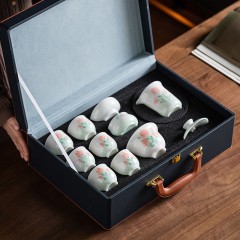 宏裕  璞玉手绘郁金香10头三才盖碗6杯礼盒套装 JHY-CJ-213