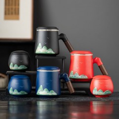 宏裕  手画江山茶叶罐+办公杯礼盒套装 JHY-CJ-199
