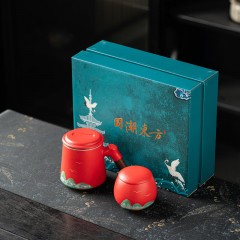 宏裕  手画江山茶叶罐+办公杯礼盒套装 JHY-CJ-199