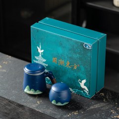 宏裕  手画江山茶叶罐+办公杯礼盒套装 JHY-CJ-199
