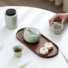 宏裕 翠箓宋青6头旅行茶盘套装 JHY-CJ-103