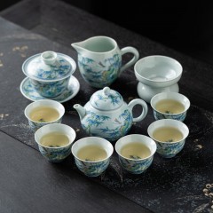 宏裕 斗彩系列11头茶壶+盖碗6品杯礼盒套装 HYXQ1059-1