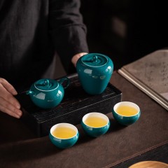 宏裕  平安喜乐苹安壶3杯1茶叶罐茶具礼盒套装 HYXQ1033 （5头）