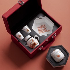 宏裕  鸿运5头茶壶皮盒套装 HYHX1025 (5头)