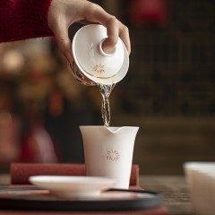 宏裕  福荣财11头壶盖碗茶盘礼盒套装  HYHX1026 (11头)-羊脂玉
