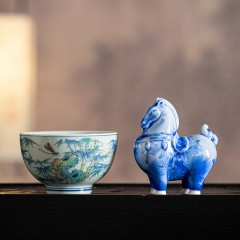 宏裕  驹影茶欢大号斗彩茶杯陶瓷摆件居家礼盒套装 HYXQ1081