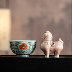 宏裕  驹影茶欢大号斗彩茶杯陶瓷摆件居家礼盒套装 HYXQ1081