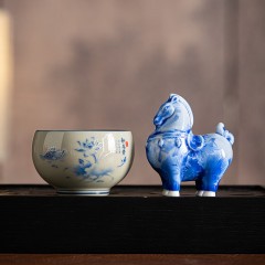 宏裕  驹影茶欢大号复古罗汉茶杯陶瓷摆件居家礼盒套装 HYXQ1083