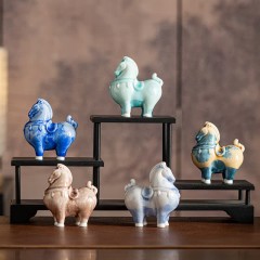 宏裕  驹影茶欢大号复古罗汉茶杯陶瓷摆件居家礼盒套装 HYXQ1083