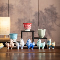 宏裕  驹影茶欢大号花神茶杯陶瓷摆件居家礼盒套装 HYXQ1084