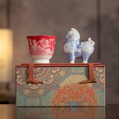 宏裕  驹影茶欢大号花神茶杯陶瓷摆件居家礼盒套装 HYXQ1084
