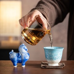 宏裕  驹影茶欢大号花神茶杯陶瓷摆件居家礼盒套装 HYXQ1084