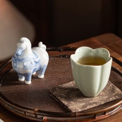 宏裕  驹影茶欢大号宋青茶杯陶瓷摆件居家礼盒套装 HYXQ1085