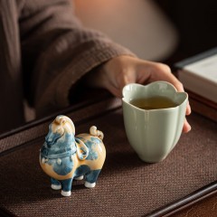 宏裕  驹影茶欢大号宋青茶杯陶瓷摆件居家礼盒套装 HYXQ1085
