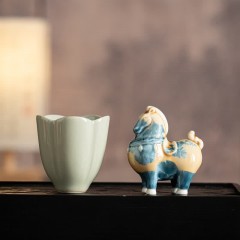 宏裕  驹影茶欢大号宋青茶杯陶瓷摆件居家礼盒套装 HYXQ1085