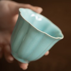 宏裕  10头天青龙鳞壶6杯1公道杯主人杯壶承即是水果盘皮盒套装 HYXQ1101