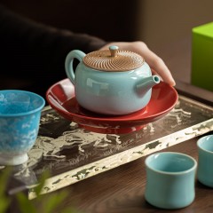 宏裕 9头龙鳞壶2杯花神主人杯茉莉银针茶罐干泡盘礼盒套装 HYXQ1103