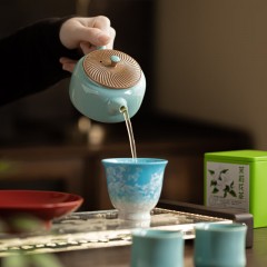 宏裕 9头龙鳞壶2杯花神主人杯茉莉银针茶罐干泡盘礼盒套装 HYXQ1103