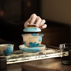 宏裕 10头龙鳞壶4杯三才盖碗玻璃公道杯干泡盘礼盒套装 HYXQ1105