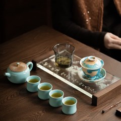 宏裕 10头龙鳞壶4杯三才盖碗玻璃公道杯干泡盘礼盒套装 HYXQ1105