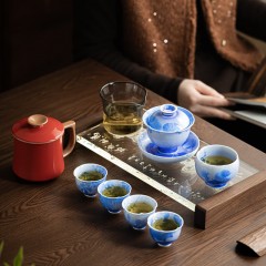 宏裕 9头三才盖碗4杯主人杯办公杯干泡盘礼盒套装 HYXQ1110