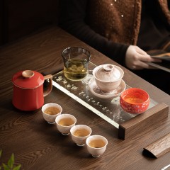 宏裕 9头三才盖碗4杯主人杯办公杯干泡盘礼盒套装 HYXQ1111