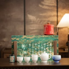 宏裕 诗竹9头茶壶4杯主人杯办公杯普洱熟茶罐干泡盘礼盒套装 HYXQ1112