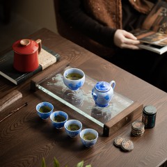 宏裕 诗竹9头茶壶4杯主人杯办公杯普洱熟茶罐干泡盘礼盒套装 HYXQ1112