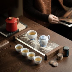 宏裕 诗竹9头茶壶4杯主人杯办公杯普洱熟茶罐干泡盘礼盒套装 HYXQ1112