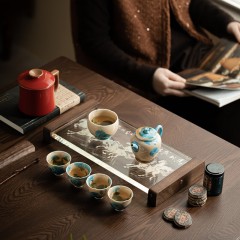 宏裕 诗竹9头茶壶4杯主人杯办公杯普洱熟茶罐干泡盘礼盒套装 HYXQ1112