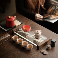 宏裕 诗竹9头茶壶4杯主人杯办公杯普洱熟茶罐干泡盘礼盒套装 HYXQ1112