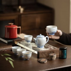 宏裕 马到成功9头茶壶4杯主人杯办公杯普洱熟茶罐干泡盘礼盒套装 HYXQ1113