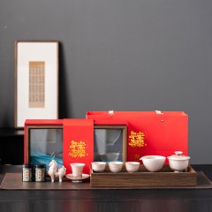 宏裕  天马行空冰花晶釉11头盖碗4杯马奔双茶罐流沙干泡盘礼盒套装 HYXQ1064