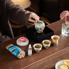 宏裕 东方茶礼非遗牡丹花雨伞7头茶壶主人杯2杯礼盒套装 HYXQ1068