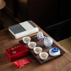 宏裕 雅器典藏非遗牡丹花大红袍青云驹9头茶壶4杯礼盒套装 HYXQ1071