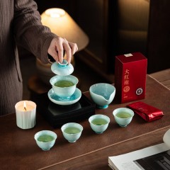 宏裕 雅器典藏香薰蜡烛岩茶8头三才盖碗茶海4杯礼盒套装 HYXQ1072