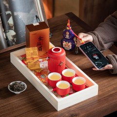 宏裕 八方来财充电宝岩茶陆宝纳福9头茶壶4杯干泡茶盘礼盒套装 HYXQ1092