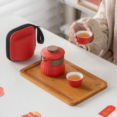 宏裕  元宝福袋2杯收纳快客茶具套装 HYXQ1042